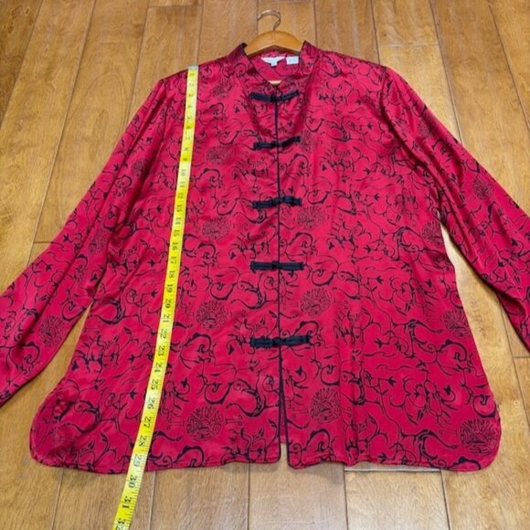Vintage Dorman Womens 100% Silk Asian Design Button Blouse Top Size XL Lagenlook - Picture 6 of 9